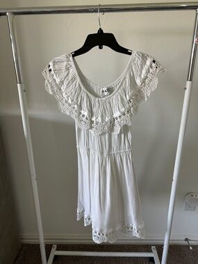 Sabo Skirt White Lace-Trim Peasant Top Dress by